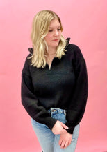 Load image into Gallery viewer, Mock Neck Half Zip-Up Sweater in Black