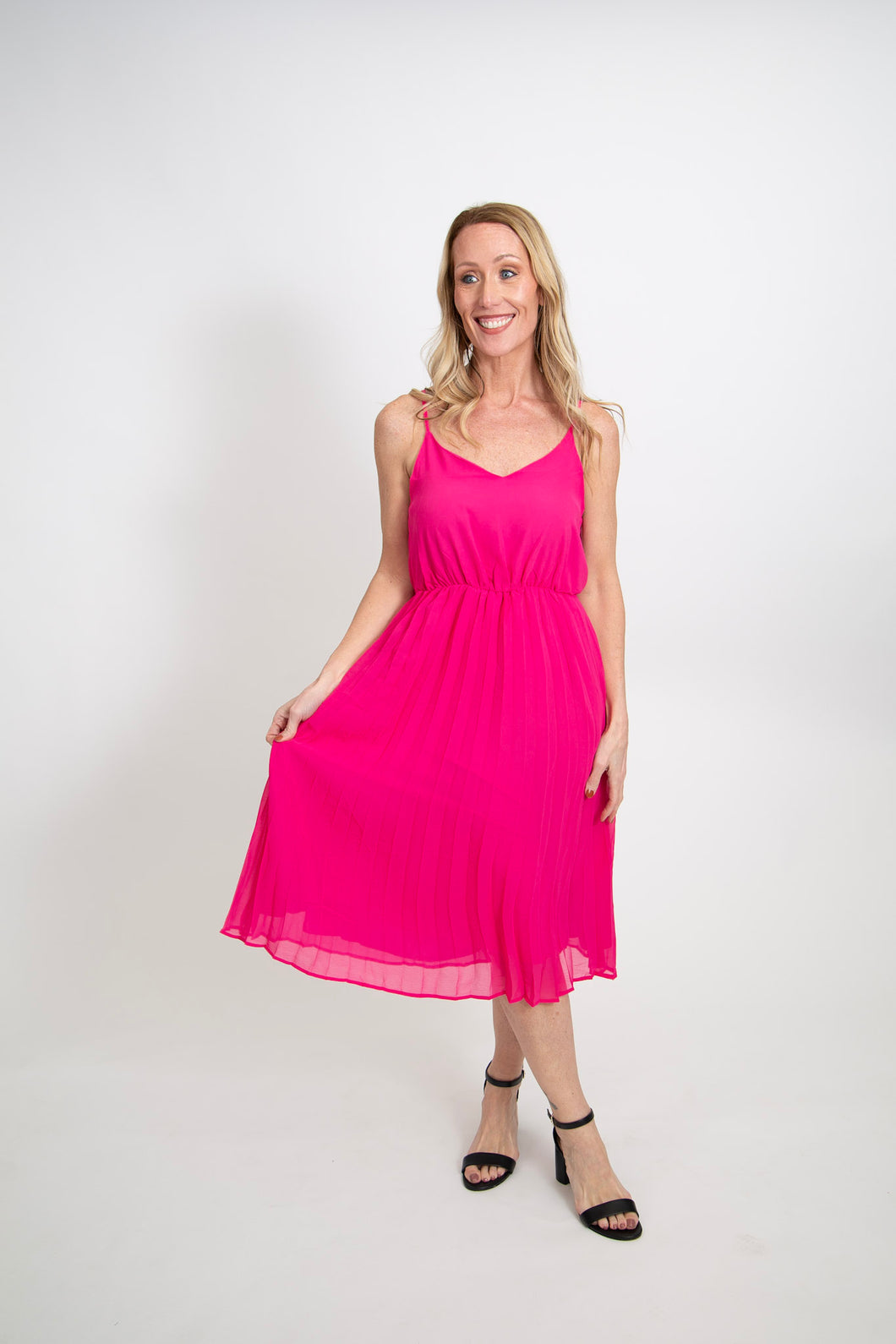 Chiffon Pleated Midi Dress