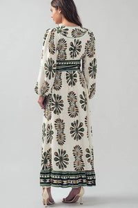 Boho Medallion Print Wrap Maxi Dress