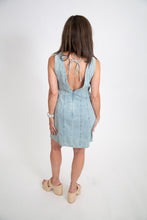 Load image into Gallery viewer, V-neck Open Back Denim Dress | Light Wash