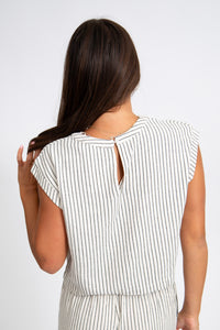 Striped Sleeveless Crop Top | Ivory