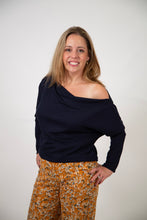 Load image into Gallery viewer, Dropped  Shoulder Thermal Top | Navy