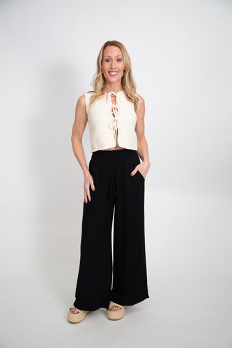 Smocked Waist Pant | Black