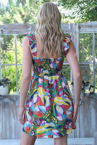 Ruffle Strap Printed Dress