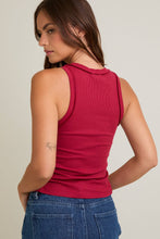 Load image into Gallery viewer, Exposed Seam Ribbed Tank | Burgundy