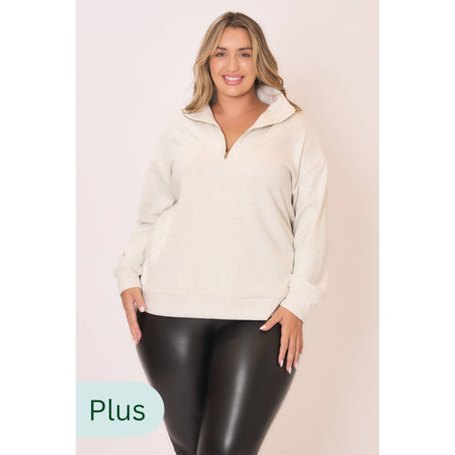 Curvy French Terry Zip Up Sweatshirt