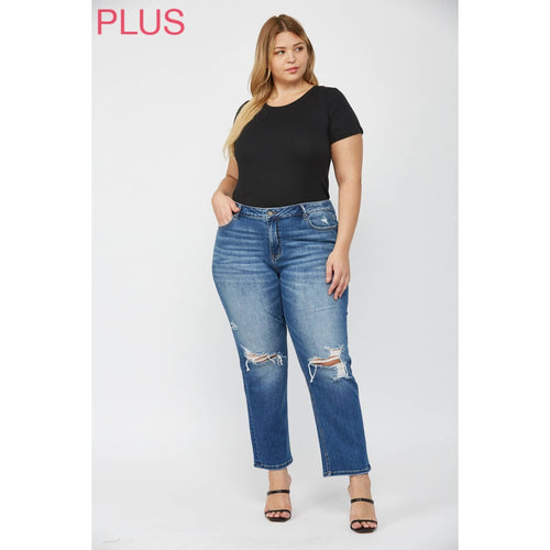 Curvy Mid Rise Straight Leg by MICA Denim