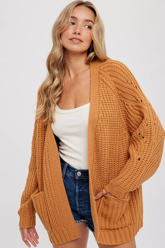 Pointelle Open Front Cardigan