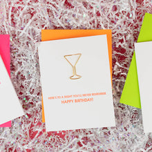 Load image into Gallery viewer, Night You’ll Never Remember Letterpress Birthday Paper Clip Card