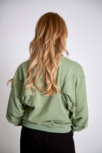 Load image into Gallery viewer, Back Pleated French Terry Crewneck | Olive