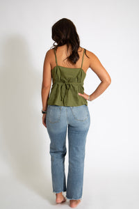 Linen Babydoll Tank (Olive)