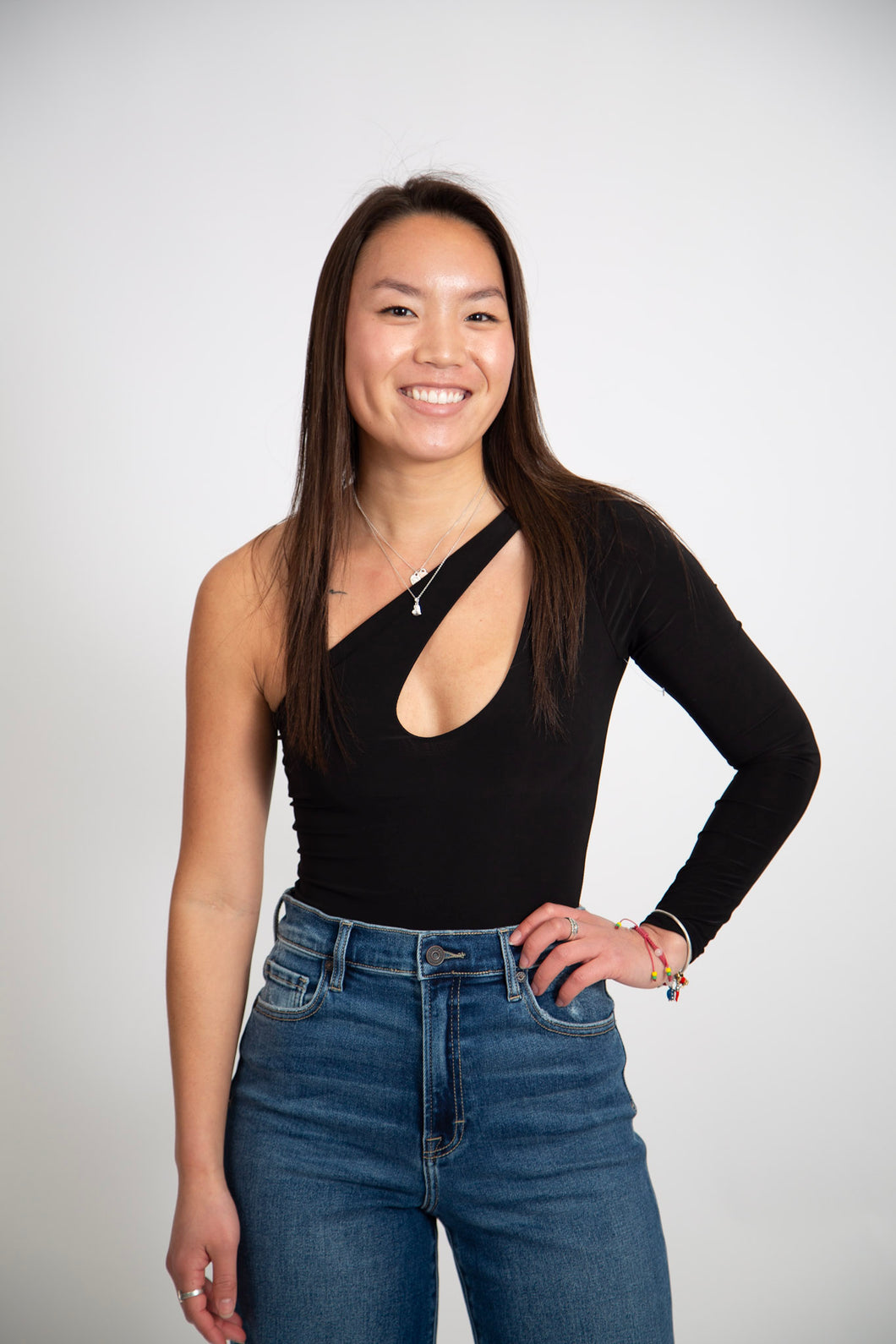 One Sleeve Cut-out Bodysuit
