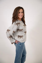 Load image into Gallery viewer, Leopard Knit Crewneck Sweater