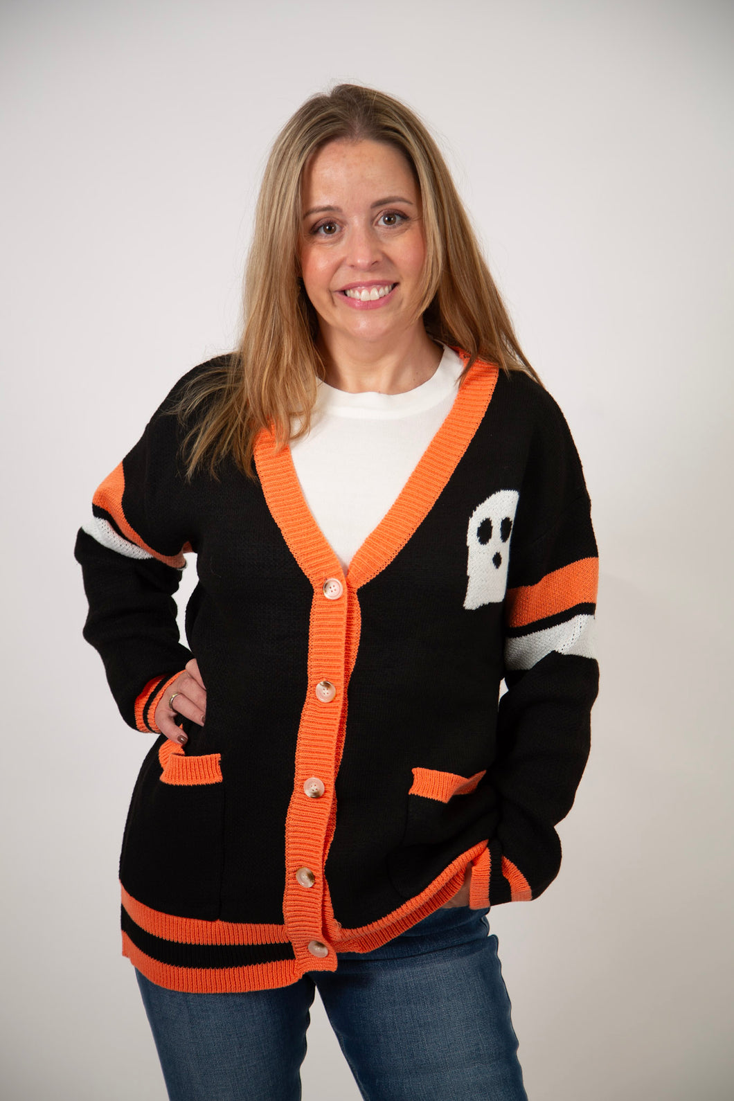 “Boo” Ghost Varsity Cardigan