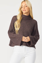 Load image into Gallery viewer, Two Tone Turtleneck Sweater | Wine