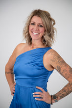 Load image into Gallery viewer, One Shoulder Satin Jumpsuit
