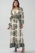 Load image into Gallery viewer, Boho Medallion Print Wrap Maxi Dress