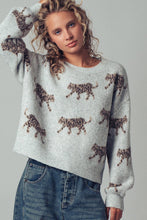 Load image into Gallery viewer, Leopard Knit Crewneck Sweater