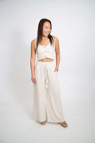 Smocked Waist Pant | Oatmeal