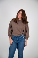 Load image into Gallery viewer, Back Pleated French Terry Crewneck | Ash