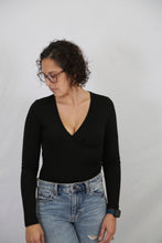 Load image into Gallery viewer, Surplice Bodysuit in Black