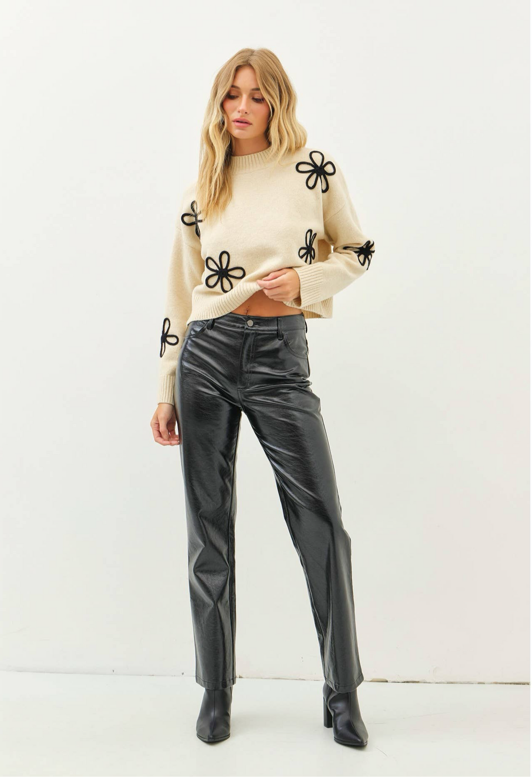 Metallic Straight Leg Pants