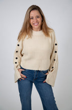 Load image into Gallery viewer, Button Sleeve Boxy Sweater | Beige