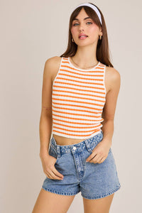 Striped Cropped Tank | Orange