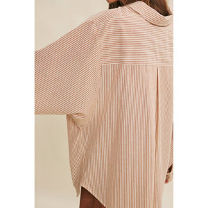 Pinstripe Oversized Shirt | Caramel