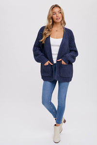 Pointelle Open Front Cardigan