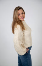 Load image into Gallery viewer, Mock Neck Cable Knit Sleeve Sweater