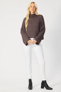 Two Tone Turtleneck Sweater | Wine