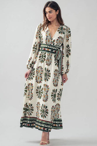Boho Medallion Print Wrap Maxi Dress