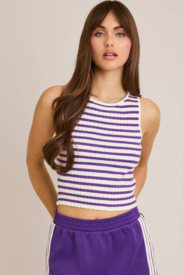Striped Cropped Tank | Purple