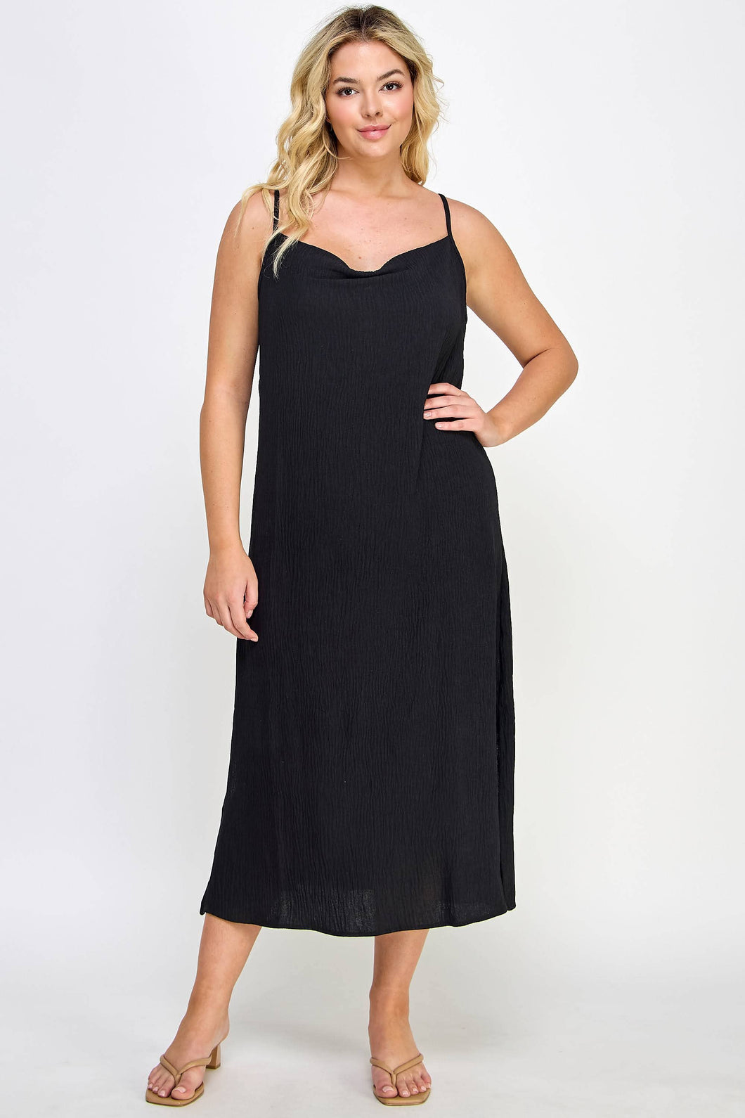 Curvy Cowl Neck Midi Slip Dress