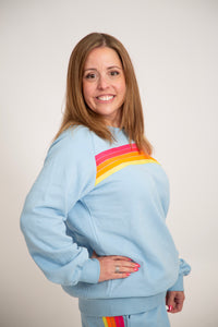 Color Contrast Trim Sweatshirt | Blue