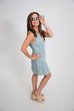Load image into Gallery viewer, V-neck Open Back Denim Dress | Light Wash
