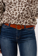 Load image into Gallery viewer, Brass-Toned Circle Buckle Belt