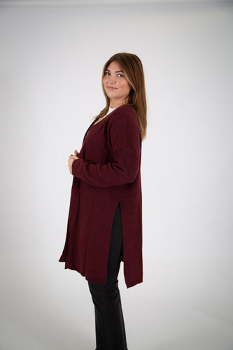 Curvy Knit Cardigan with Side Slits