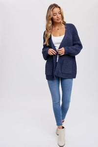 Pointelle Open Front Cardigan