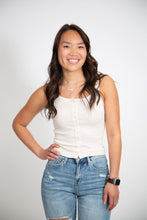 Load image into Gallery viewer, Pointelle Button-Front Tank | Vanilla