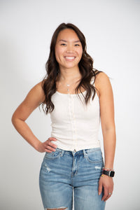 Pointelle Button-Front Tank | Vanilla