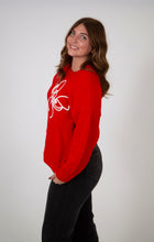 Load image into Gallery viewer, Embroidered Bow Knit Sweater | Red