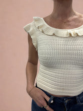 Load image into Gallery viewer, Ruffle Neckline Crochet Tank