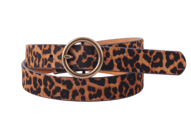 Leopard Brass-Toned Circle Buckle Belt