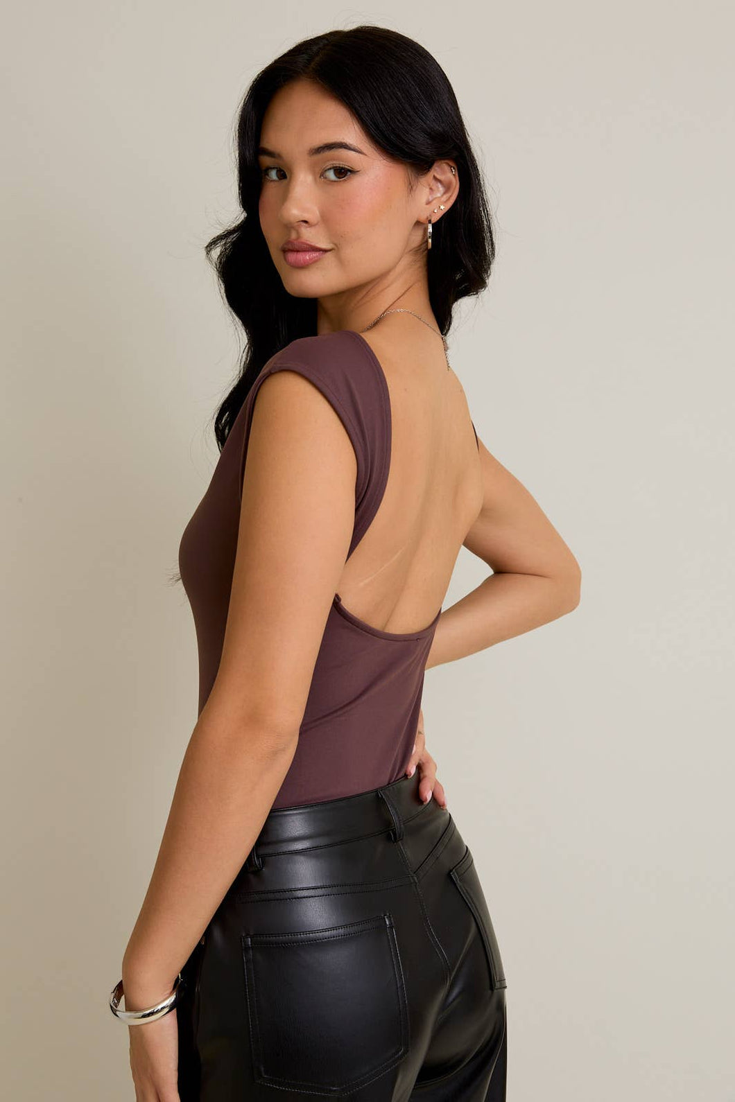 Open Back Bodysuit | Brown
