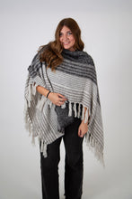 Load image into Gallery viewer, Striped Border Tassel Ruana