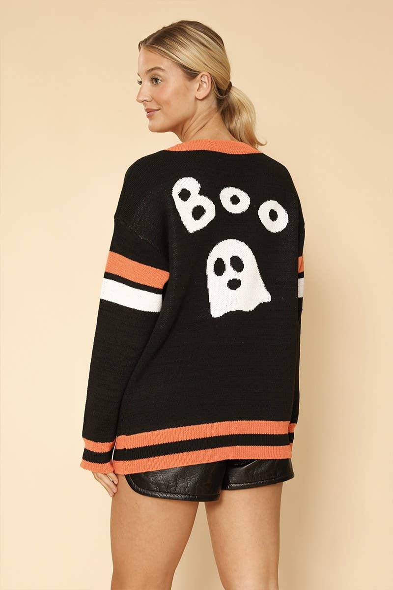 “Boo” Ghost Varsity Cardigan