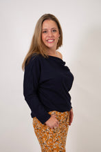 Load image into Gallery viewer, Dropped  Shoulder Thermal Top | Navy