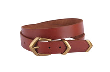 Load image into Gallery viewer, Boho Triangular Buckle Leather Belt | Cognac